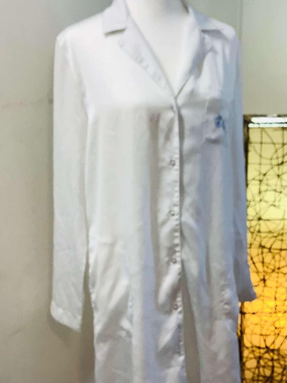 Splendid White Long-Sleeve Button-Down Sleep Shirt